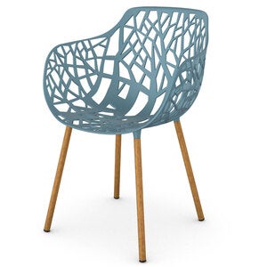 Forest Stol med armlæn Iroko/Blue Teal