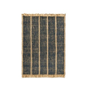 Athens håndvævet jute-tæppe 140 x 200 cm – naturfarvet/blå