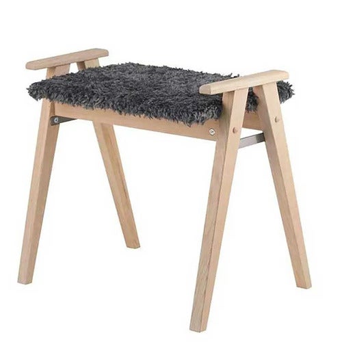 Alme Stool Hvidolieret eg/fåreskindslook mørkegrå