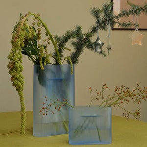 Ridge Vase H: 48,5 cm Light Blue Frosted