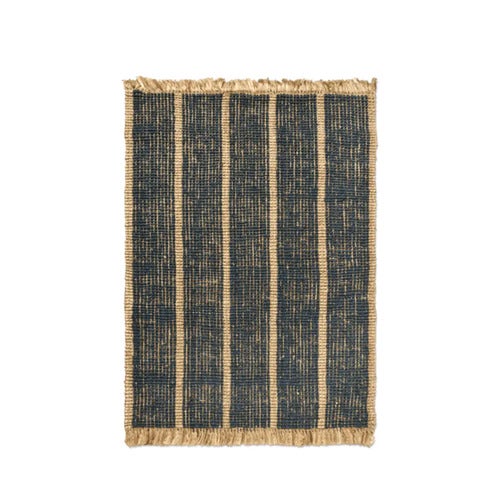 Athens håndvævet jute-tæppe 140 x 200 cm – naturfarvet/blå