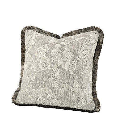 Serena Flower pudebetræk med frynset kant 50x50 cm - Oyster