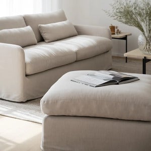 Peyton fodskammel stof Ursula beige