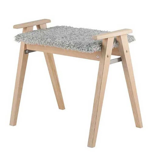Alme Stool Hvidolieret eg/fåreskindslook lysegrå
