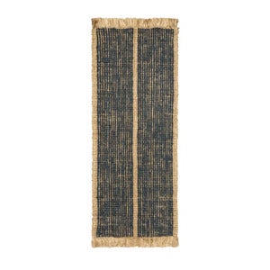 Athens håndvævet jute-tæppe 80x200 cm- Natural/Ink Blu