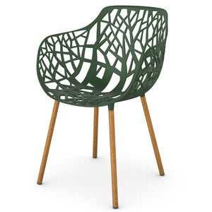 Forest Stol med armlæn Iroko/Dark Green