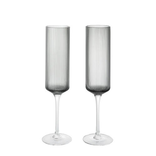 Champagneglas 2-pak Ripple Smoked Grey