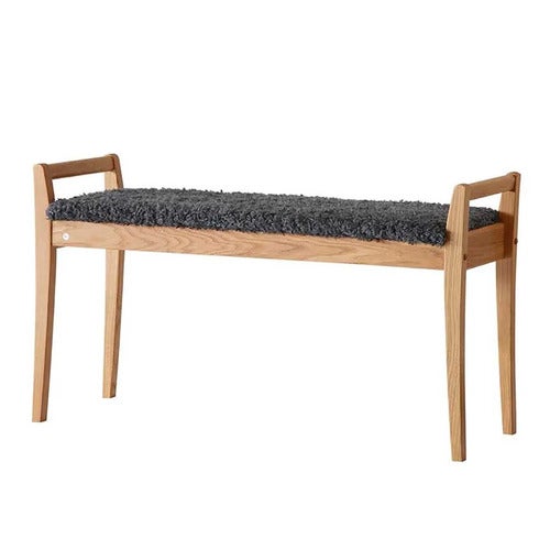 Meja bænk olieret eg/fåreskindslook mørkegrå