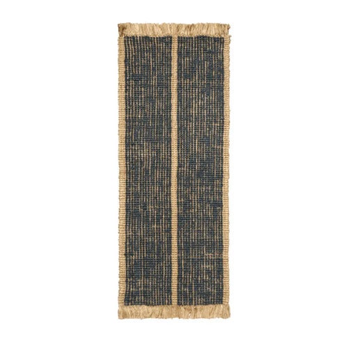 Athens håndvævet jute-tæppe 80x200 cm- Natural/Ink Blu