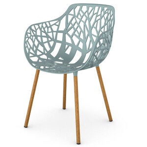 Forest Stol med armlæn Iroko/Light Blue