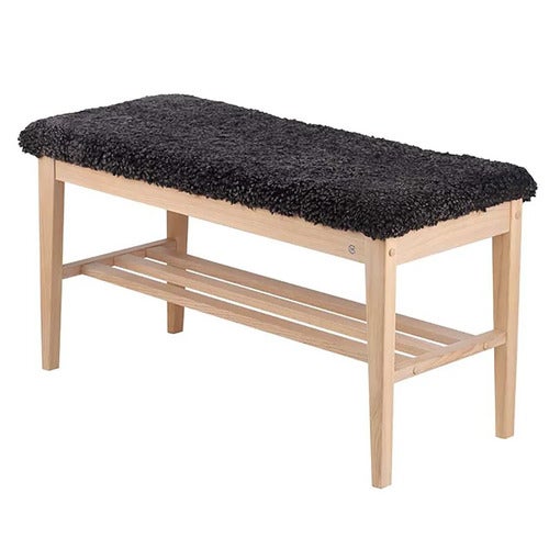 Nadja Bench Hvidolieret eg/fåreskind mørkegrå
