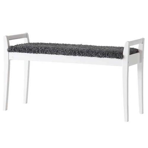 Meja Bench Hvidlakeret birk/fåreskindslook Mørkegrå