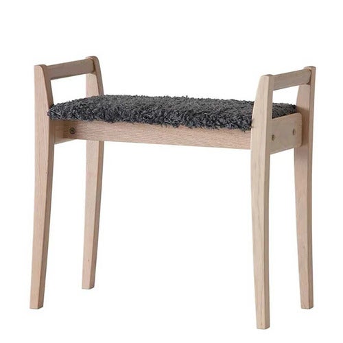 Meja Stool Hvidolieret eg/fåreskindslook Mørkegrå