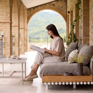 Twist sofabordsfod rektangulær sandfarvet, aluminium