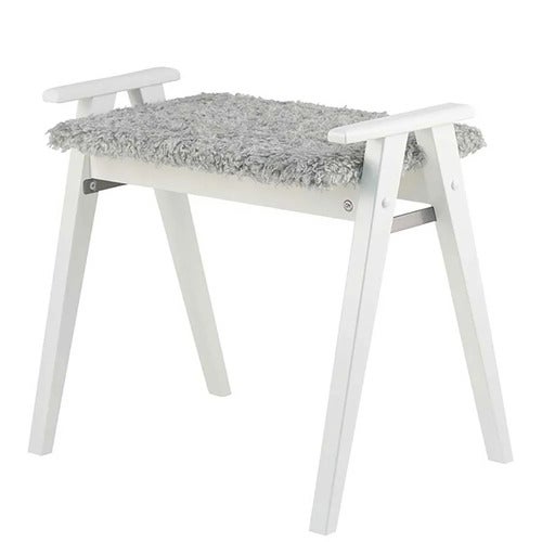 Alme Stool Hvidlakeret birk/fåreskindslook lysegrå